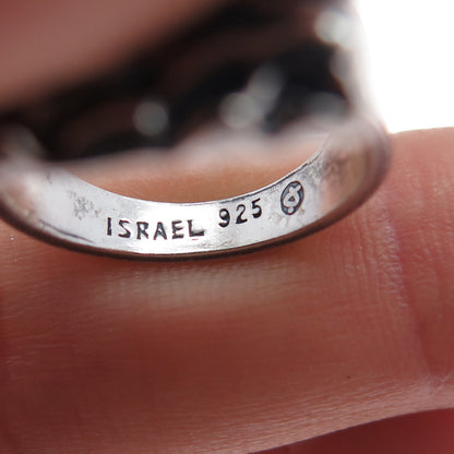 925 Sterling Silver Vintage Israel Modernist Oxidized Ring Size 5.75
