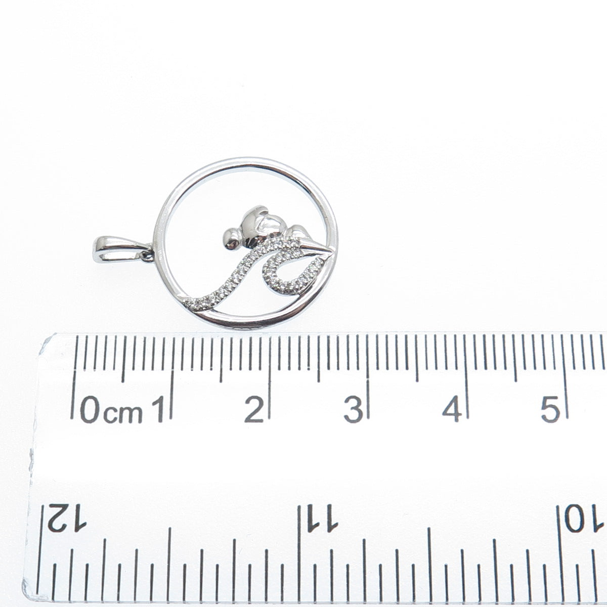 925 Sterling Silver Round-Cut C Z Tinker Bell Charm Pendant