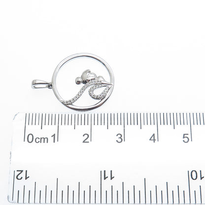 925 Sterling Silver Round-Cut C Z Tinker Bell Charm Pendant