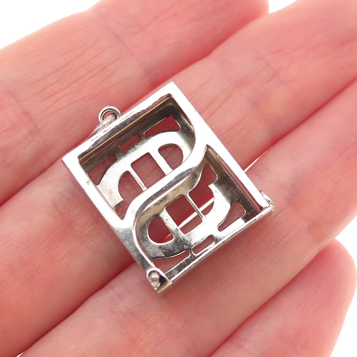 Wells Sterling Silver Antique Art Deco Dollar Bill Lucky Box Mini Charm Pendant