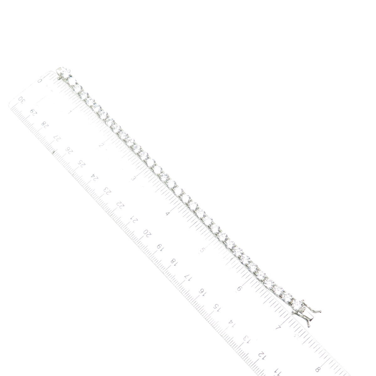 925 Sterling Silver Round-Cut Shaped C Z Sparkle Tennis Link Bracelet 6.75"