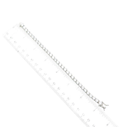 925 Sterling Silver Round-Cut Shaped C Z Sparkle Tennis Link Bracelet 6.75"