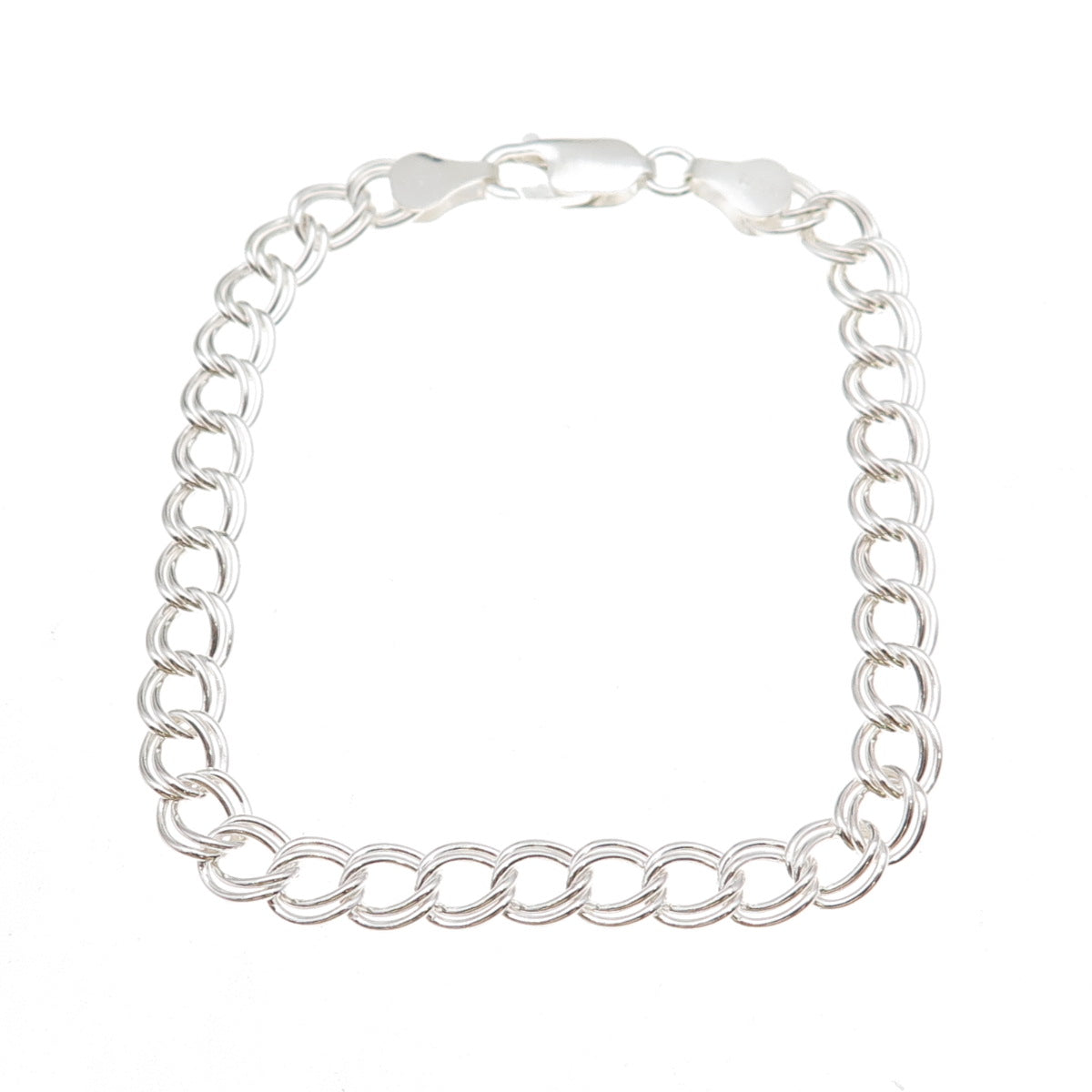 Han 925 Sterling Silver Italy Double Curb Link Bracelet 7.5"