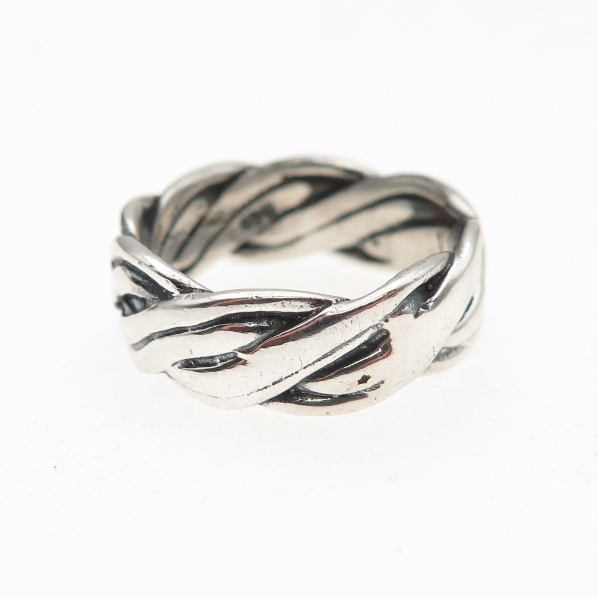 Charles Winston 925 Sterling Silver Vintage Woven Oxidized Band Ring Size 6