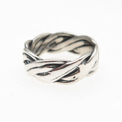 Charles Winston 925 Sterling Silver Vintage Woven Oxidized Band Ring Size 6