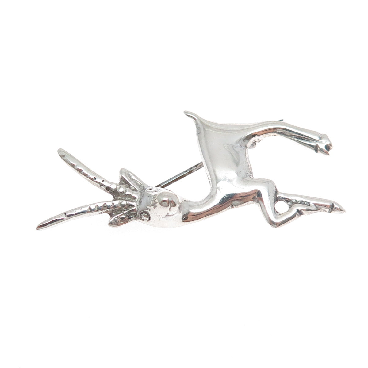 925 Sterling Silver Vintage Mexico Deer Oxidized Pin Brooch