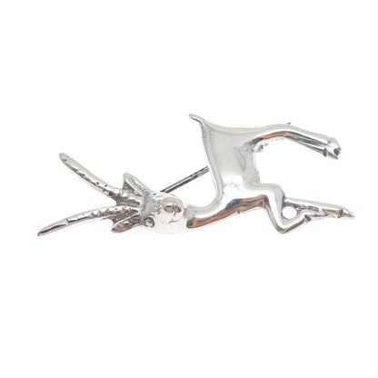 925 Sterling Silver Vintage Mexico Deer Oxidized Pin Brooch