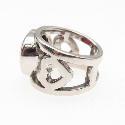 925 Sterling Silver Vintage Real MOP Heart Ring Size 7