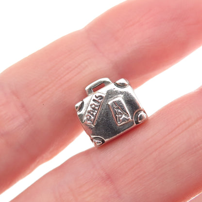 Pandora 925 Sterling Silver Paris Suitcase Slide Bead Charm
