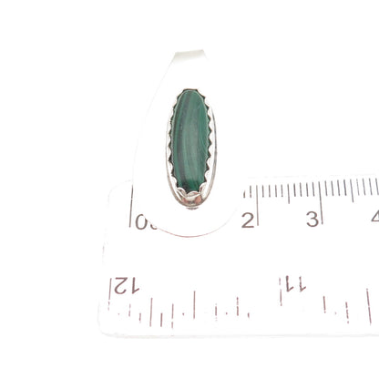 Old Pawn 925 Sterling Silver Vintage Southwestern Malachite Tribal Slide Pendant