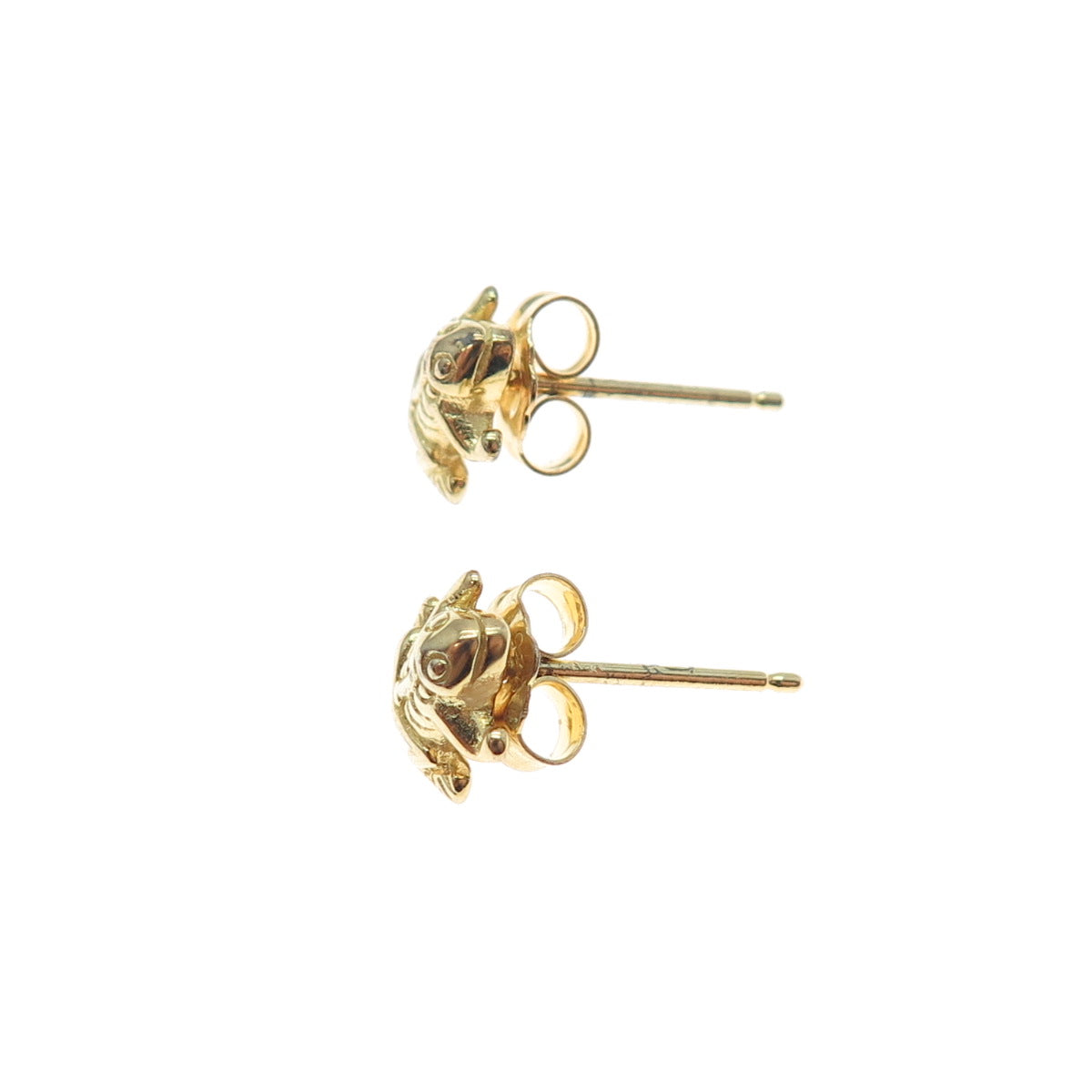 925 Sterling Silver Gold Plated Frog For Good Luck Stud Earrings
