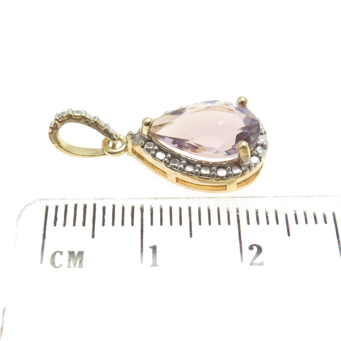 925 Sterling Silver Gold Plated Real Diamond Accent Amethyst Minimalist Pendant