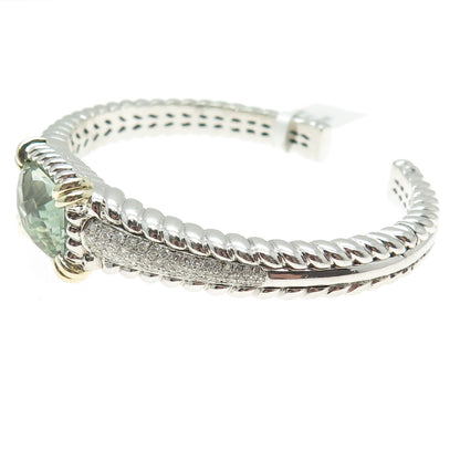 DANWAK 18K Gold Sterling 98-Diamond 1.17ct Green Amethyst 7.67ct Bracelet 6.75"