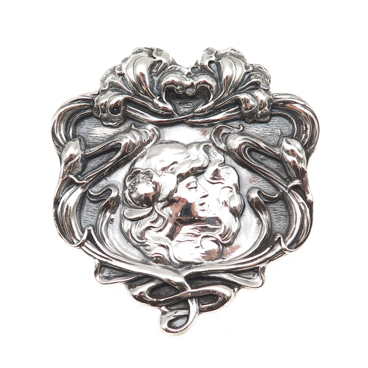 Metropolitan Museum of Art 925 Sterling Vintage Lady Oxidized Pin Brooch Pendant
