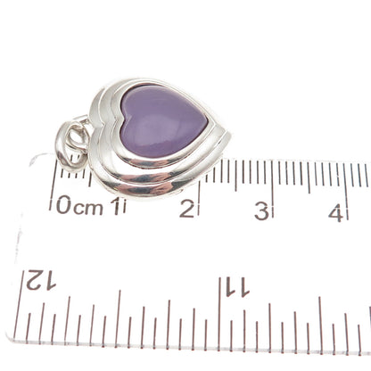 CNA Pranda 925 Sterling Silver Vintage Real Lavender Jade Heart Charm Pendant