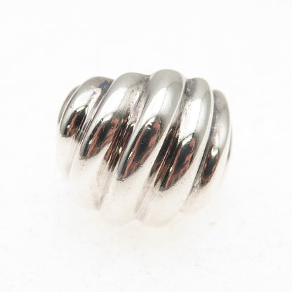 925 Sterling Silver Vintage Modernist Ribbed Dome Oxidized Ring Size 5