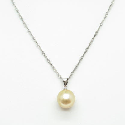 925 Sterling Silver Real Gold Pearl Singapore Chain Necklace 18-20"