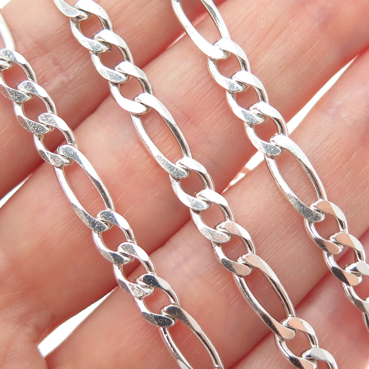 925 Sterling Silver Vintage Italy Figaro Chain Necklace 20"