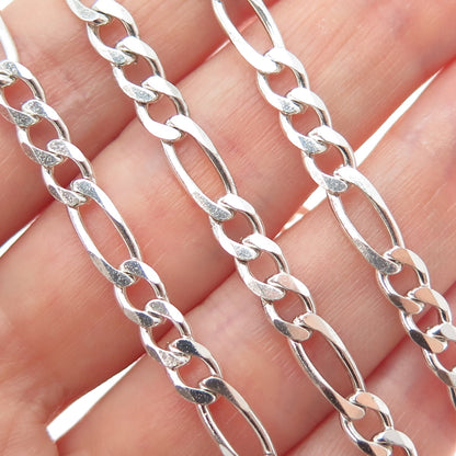 925 Sterling Silver Vintage Italy Figaro Chain Necklace 20"