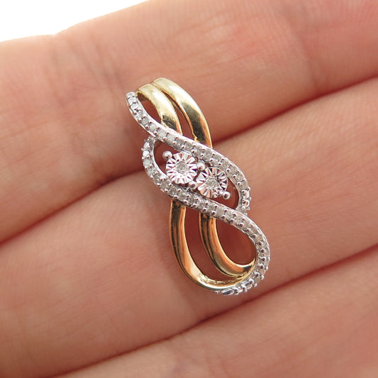 JANE SEYMOUR 925 Sterling Silver Gold Plated Real Diamond Mini Slide Pendant