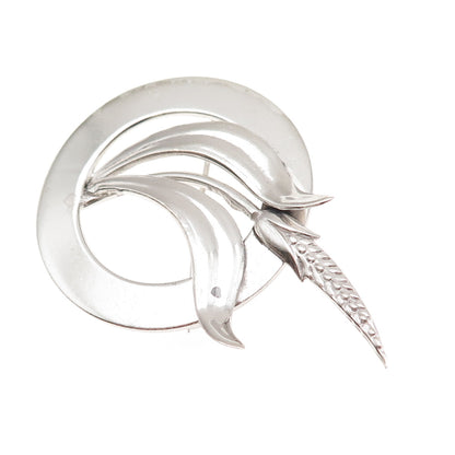 Goldberg Kirschman 925 Sterling Silver Vintage Wheat Floral Pin Brooch
