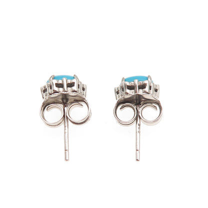 925 Sterling Silver Real Sleeping Beauty Turquoise Stud Earrings