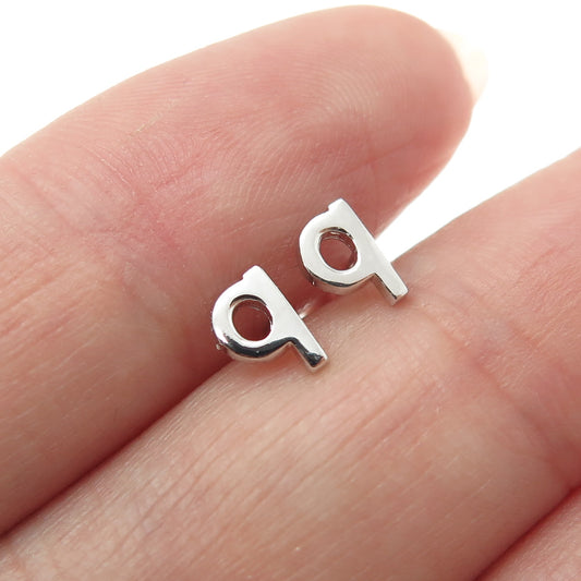 925 Sterling Silver Letter "B" Initial Stud Earrings