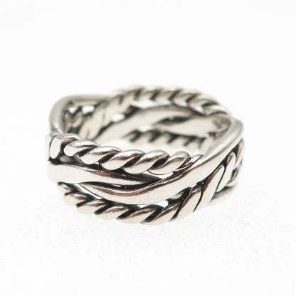 925 Sterling Silver Vintage Woven Oxidized Ring Size 8.25