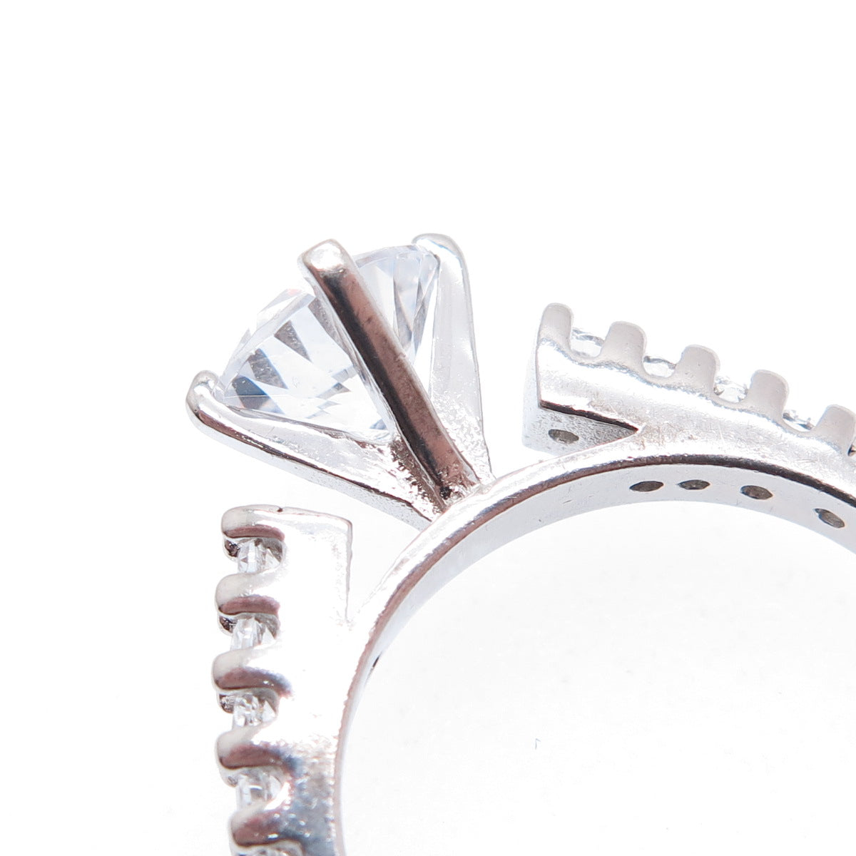 925 Sterling Silver Round-Cut C Z Engagement Ring Size 7