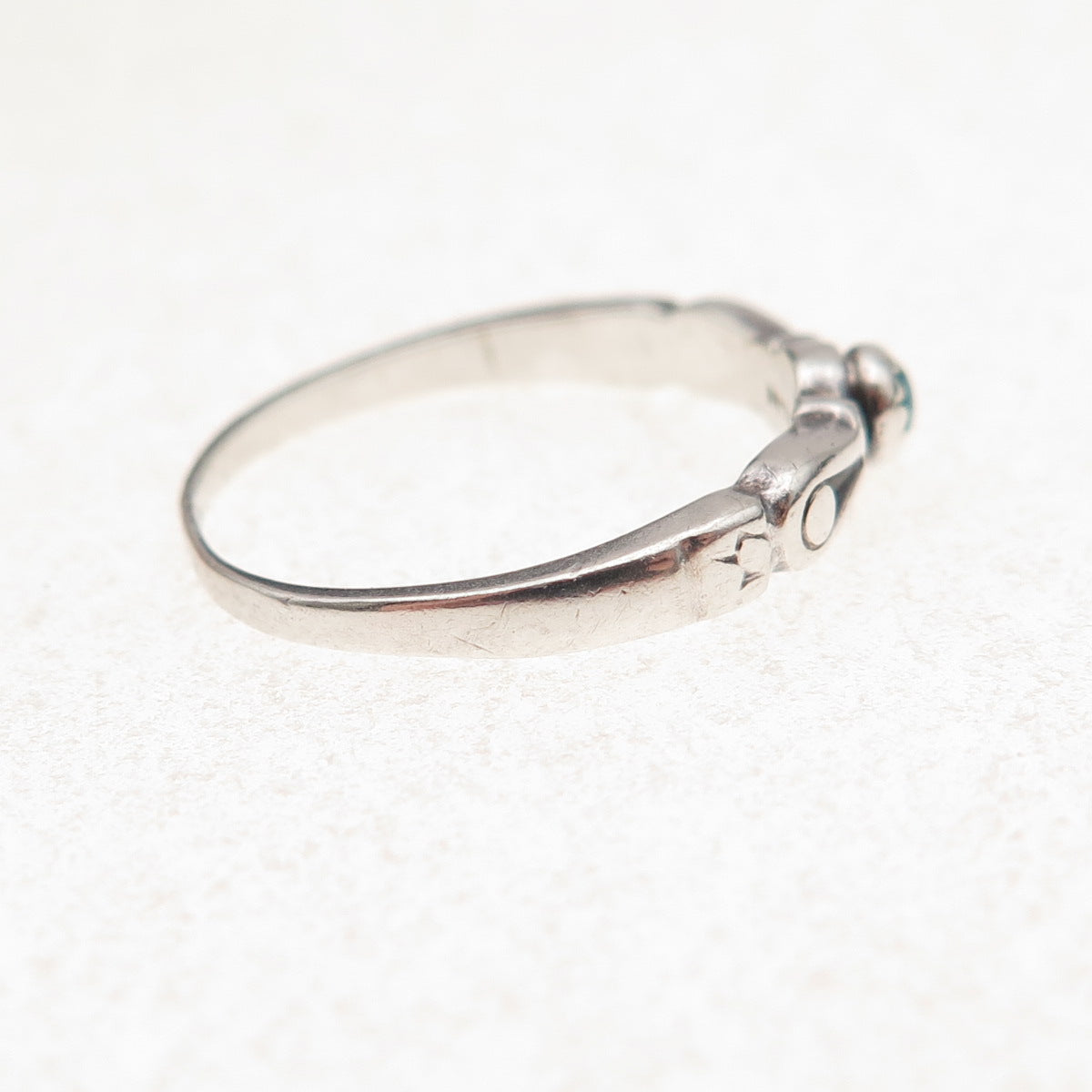 Maisels Old Pawn 925 Sterling Silver Vintage Turquoise Snake Eye Ring Size 5.75