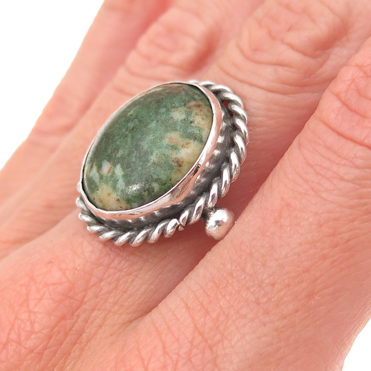 Old Pawn 925 Sterling Silver Vintage Royston Turquoise Tribal Ring Size 5.25