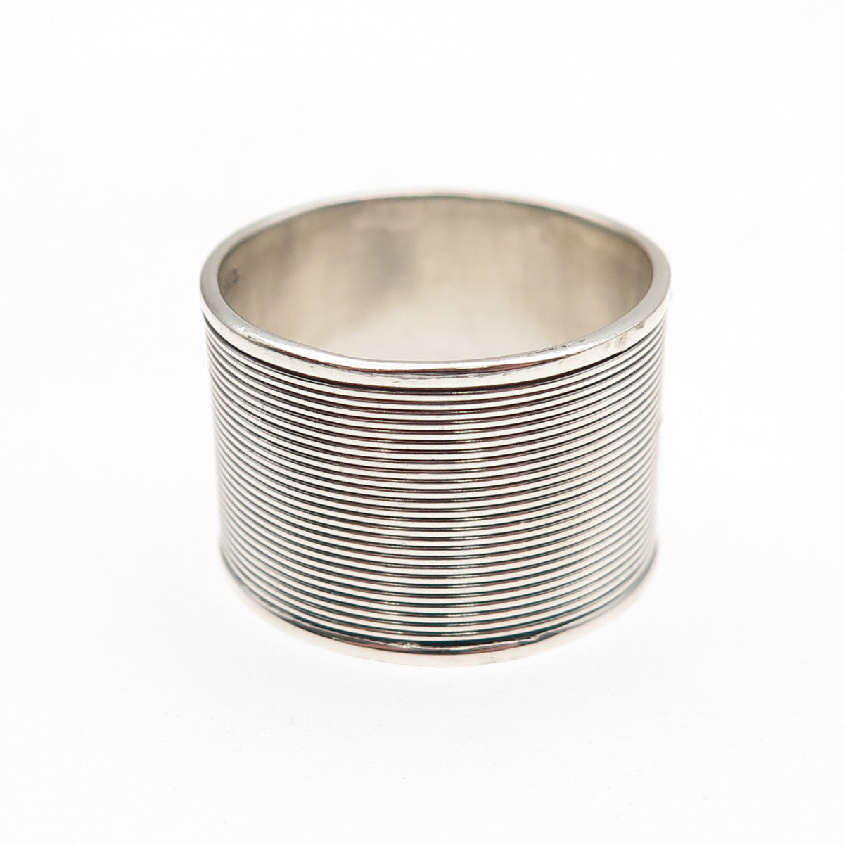 925 Sterling Silver Vintage Modernist Oxidized Wide Band Ring Size 9.5