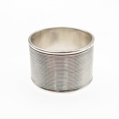 925 Sterling Silver Vintage Modernist Oxidized Wide Band Ring Size 9.5