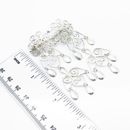 830S Silver Vintage Ornate Dangling Pin Brooch