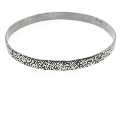 MICHELE 925 Sterling Silver Antique Art Deco Floral Scroll Bangle Bracelet 8"