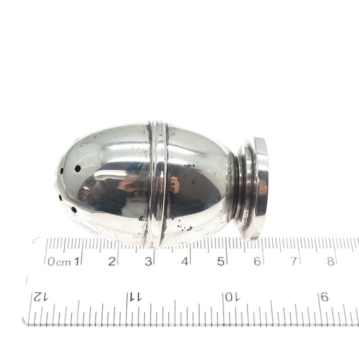830S Silver Antique Scandinavian Egg Oxidized Salt / Pepper Shaker