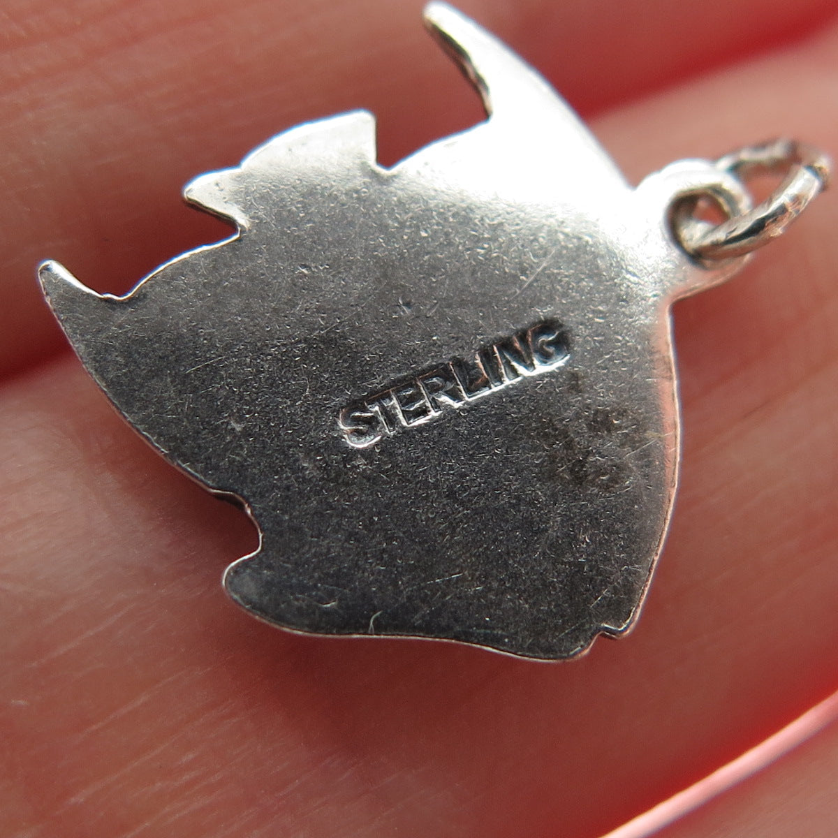 925 Sterling Silver Vintage Angel Fish Oxidized Minimalist Charm Pendant