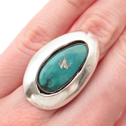 Old Pawn Sterling Silver Vintage Southwestern Kingman Turquoise Ring Size 5.25