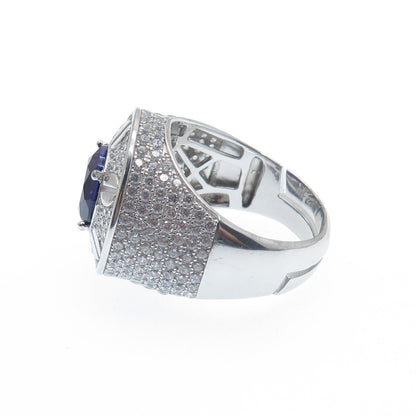 DESIGNS BY YAGI 925 Sterling Silver White & Purple C Z Sparkle Ring Size 10.5