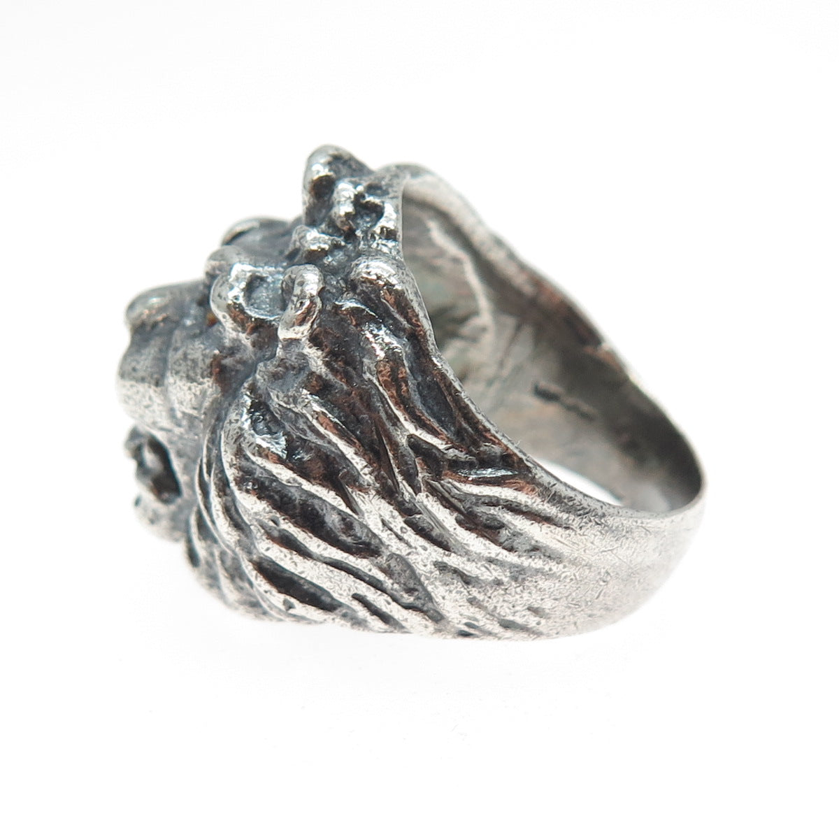 925 Sterling Silver Vintage Mexico Lion Oxidized Ring Size 8