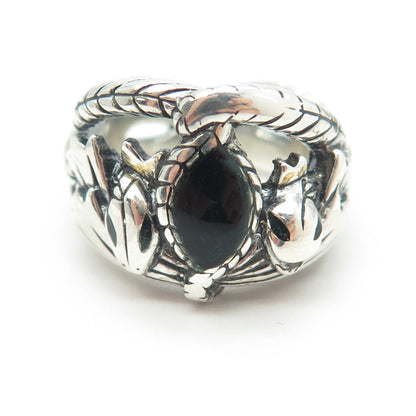 NLP TNC INC 925 Sterling Silver Vintage Real Black Onyx Snake Ring Size 8.25