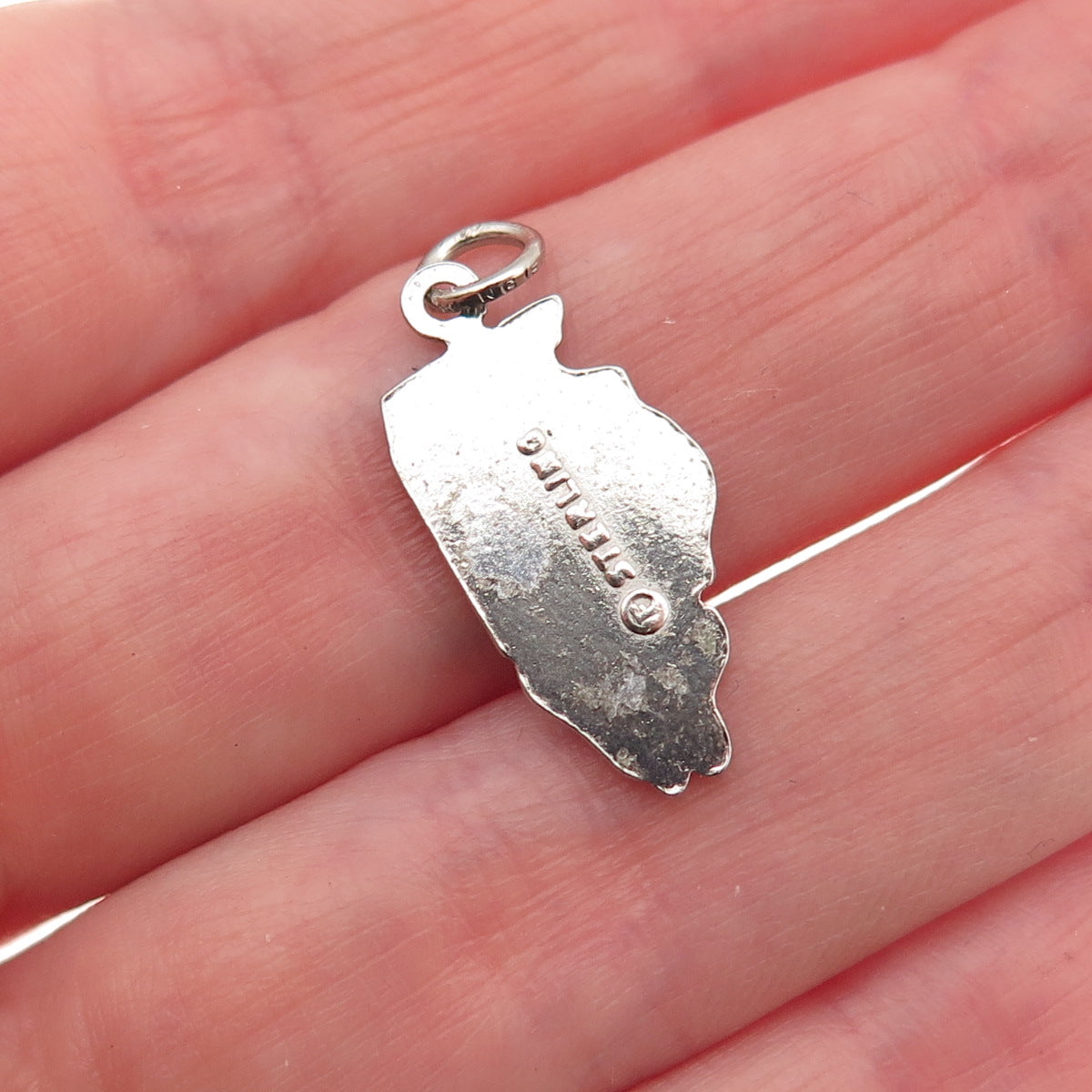 French & Franklin Sterling Silver Vintage Enamel Illinois State Map Mini Pendant