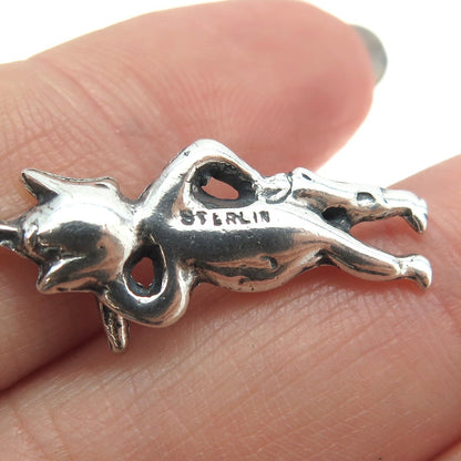 925 Sterling Silver Vintage Elephant Heart Cartoon Charm Pendant