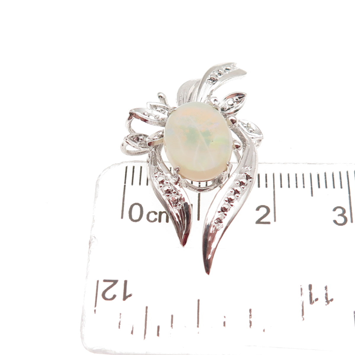 925 Sterling Silver Vintage Real Opal Floral Slide Charm Pendant
