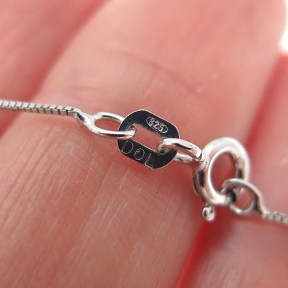 925 Sterling Silver Round-Cut C Z Letter H Initial Box Chain Necklace 18"