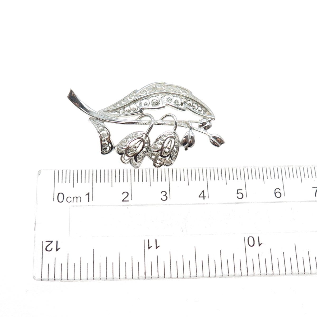 835 Silver Vintage Germany Bluebell Flower Filigree Pin Brooch