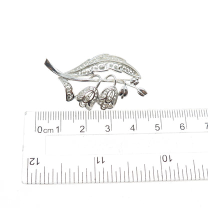 835 Silver Vintage Germany Bluebell Flower Filigree Pin Brooch