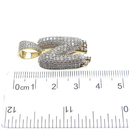 925 Sterling Silver Gold Plated Round-Cut Shaped C Z Letter N Sparkle Pendant