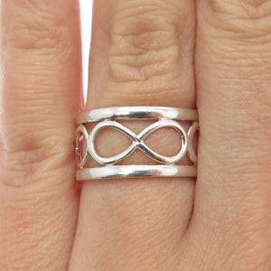 925 Sterling Silver Vintage All Around Infinity Band Ring Size 6.75
