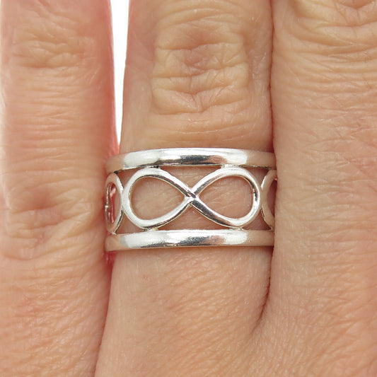 925 Sterling Silver Vintage All Around Infinity Band Ring Size 6.75